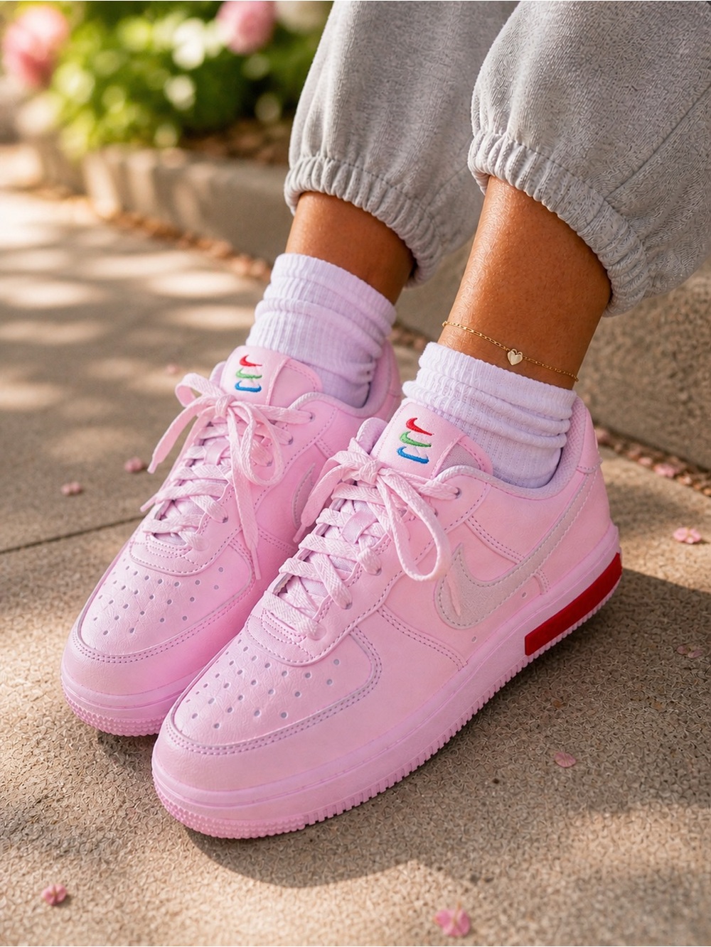 Nike Air Force 1 Fontanka Pastel Pink Valentines Sneakers Womens Size 10 AF1 Low
